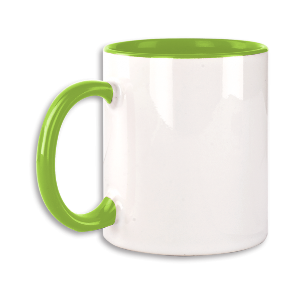 Tasse mit hellgrünem Henkel ab 72 Stk.